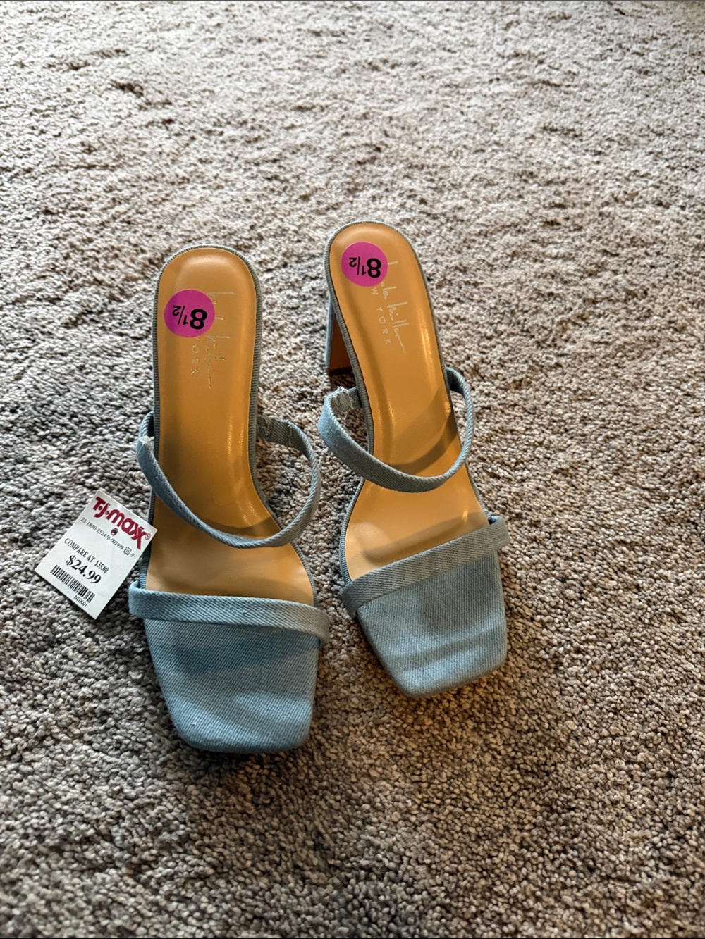 Nicole Miller Light Blue Strappy Block Heel Sandals
